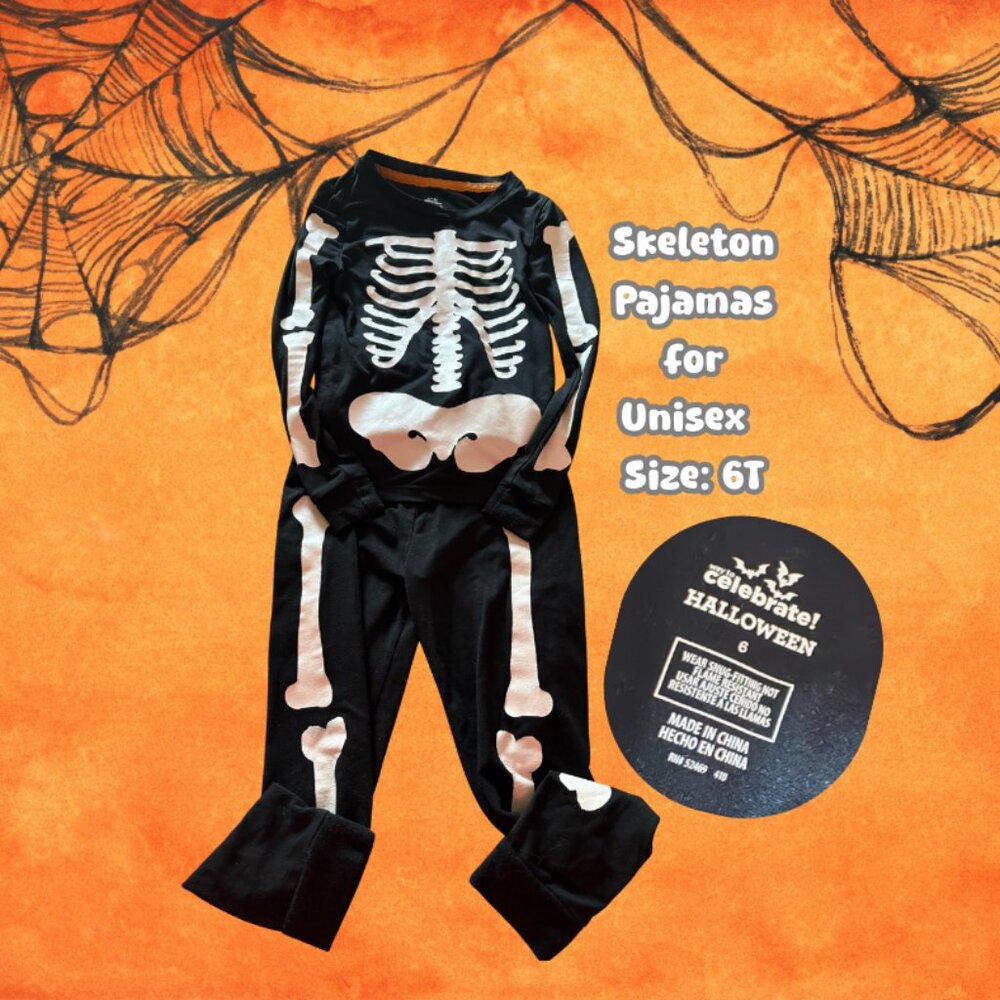 Skeleton Pajamas for Unisex   Size: 6T - Halloween - Fall Season